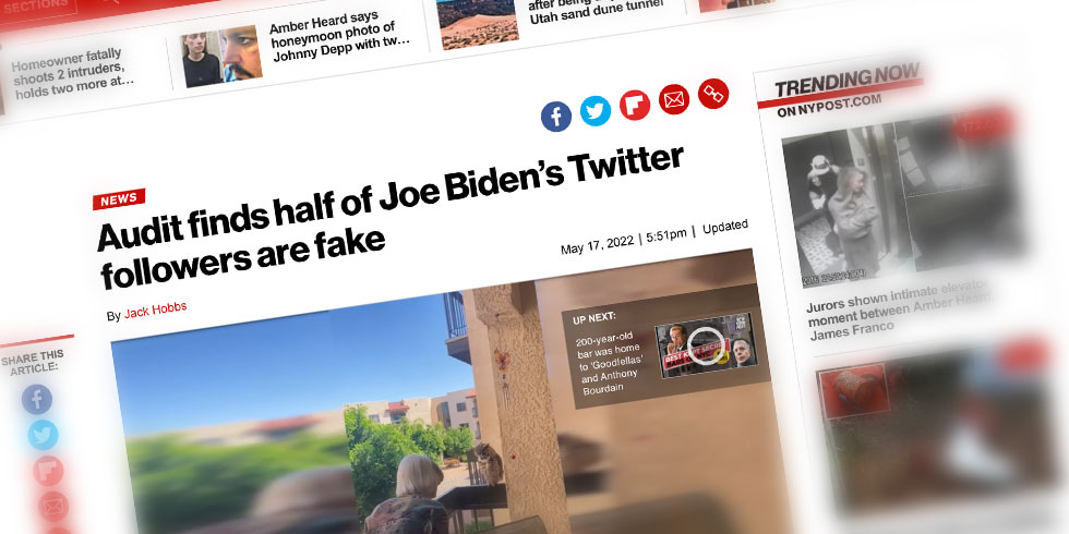 Audit finds half of Joe Biden’s Twitter followers are fake…Would an Audit of the 2020 Election find the same?